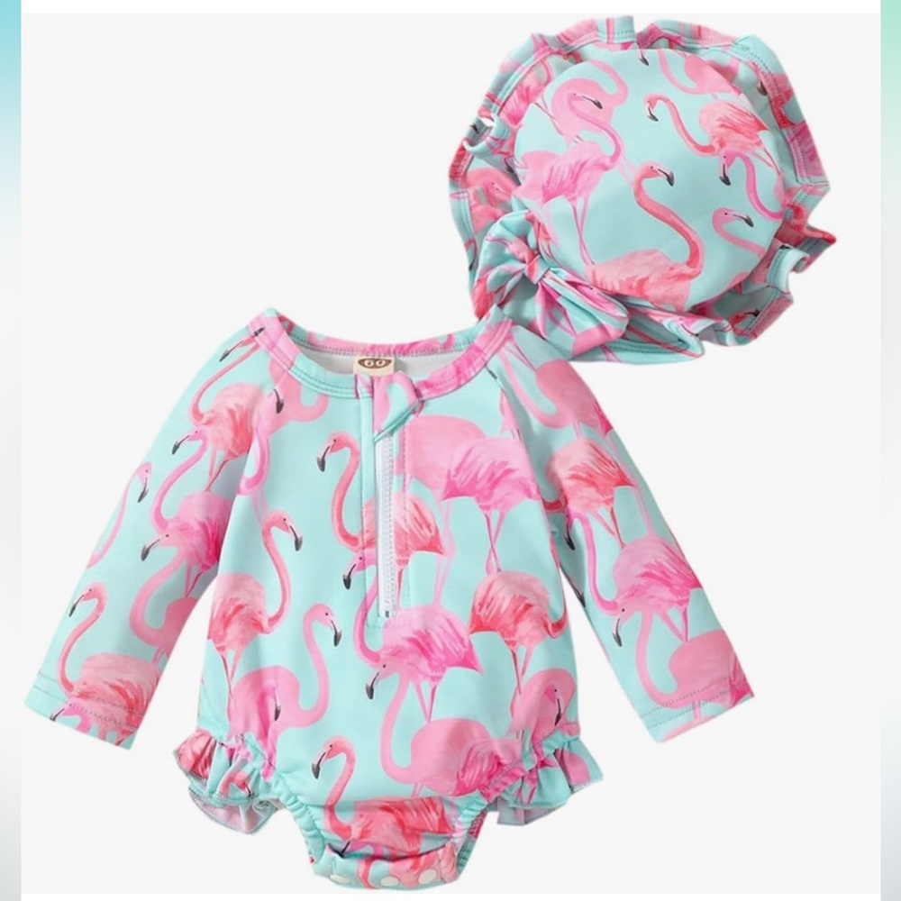 Baby Girls Bathing Suit with Hat